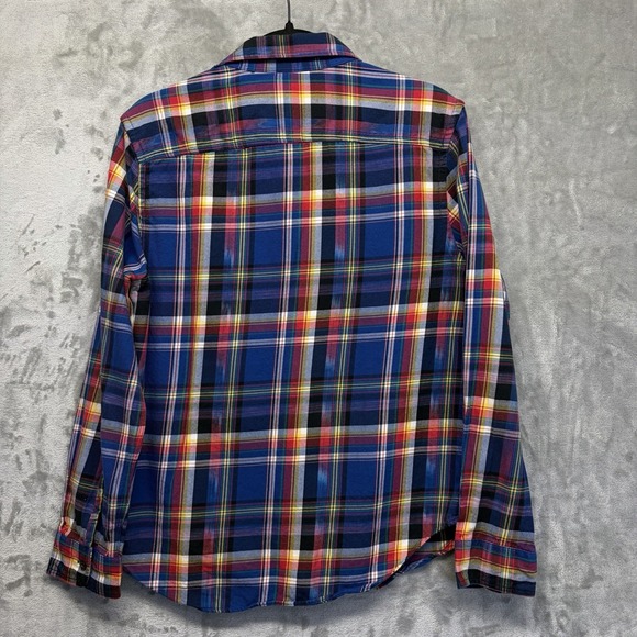 Polo Ralph Lauren Boys Large 14-16 Flannel Plaid Button Front Shirt Preppy Blue - Picture 2 of 11